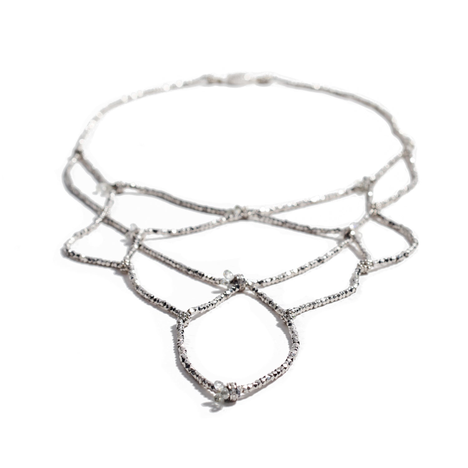 White Gold & Diamond Briolette Necklace