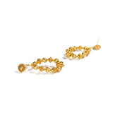 Gold Bead Teardrop Earrings