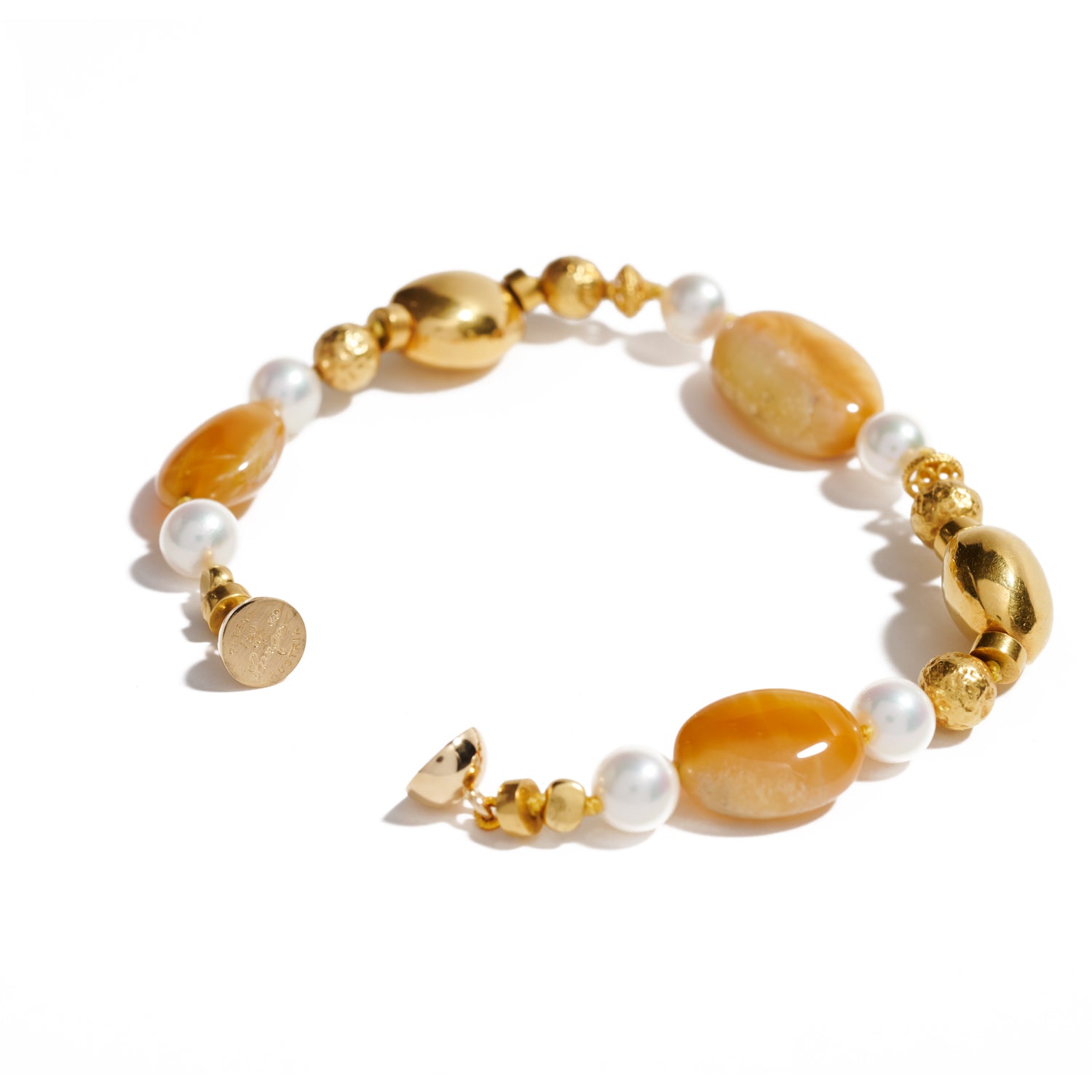 Golden Opal, Pearl, and Gold Bracelet