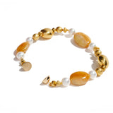 Golden Opal, Pearl, and Gold Bracelet