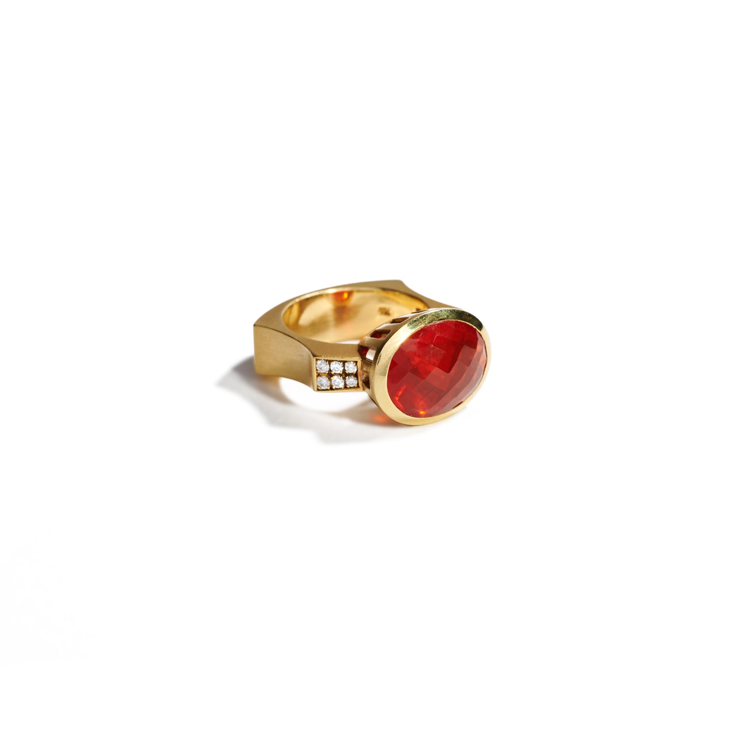 Fire Opal and Diamond Ring