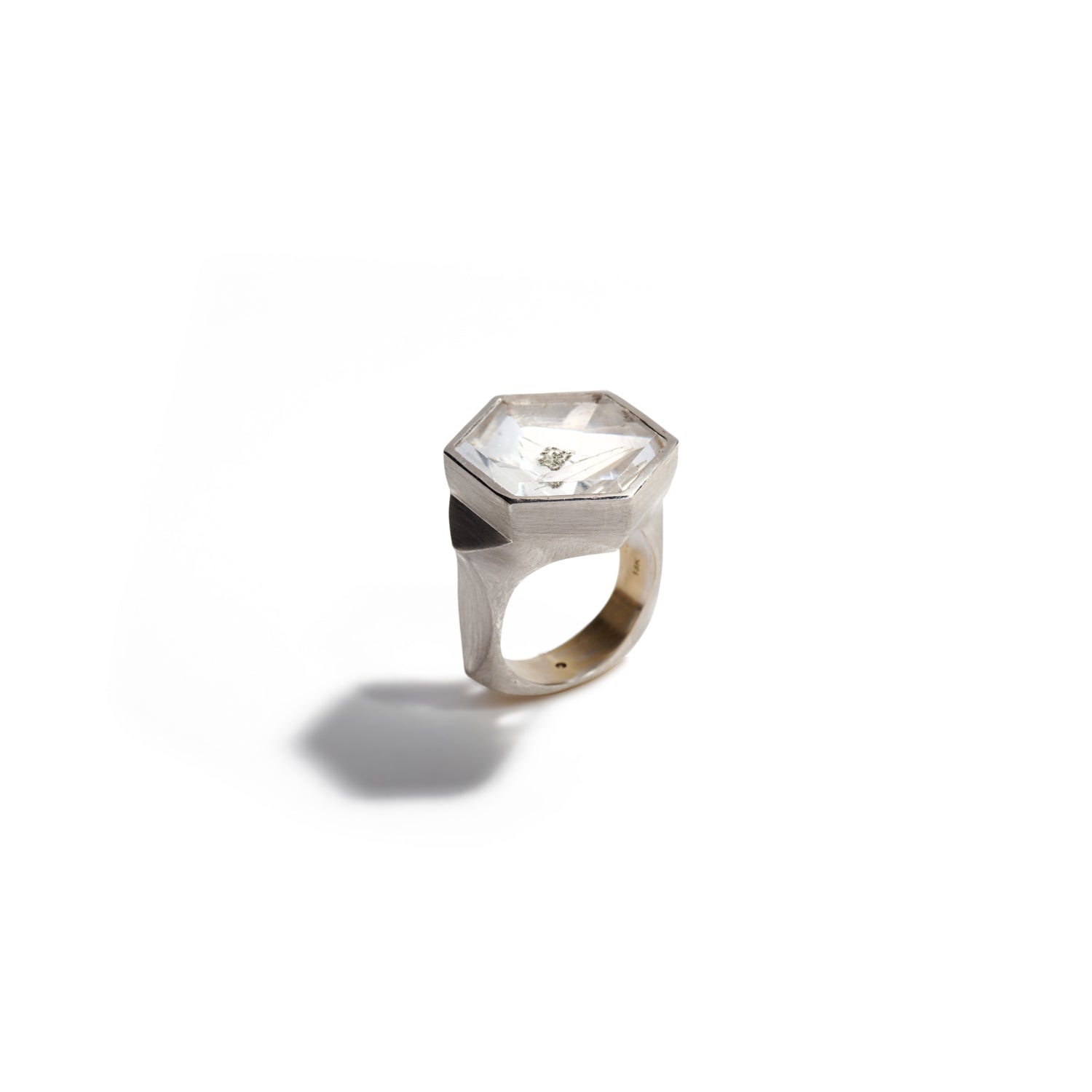 Rock Crystal and Pyrite Ring