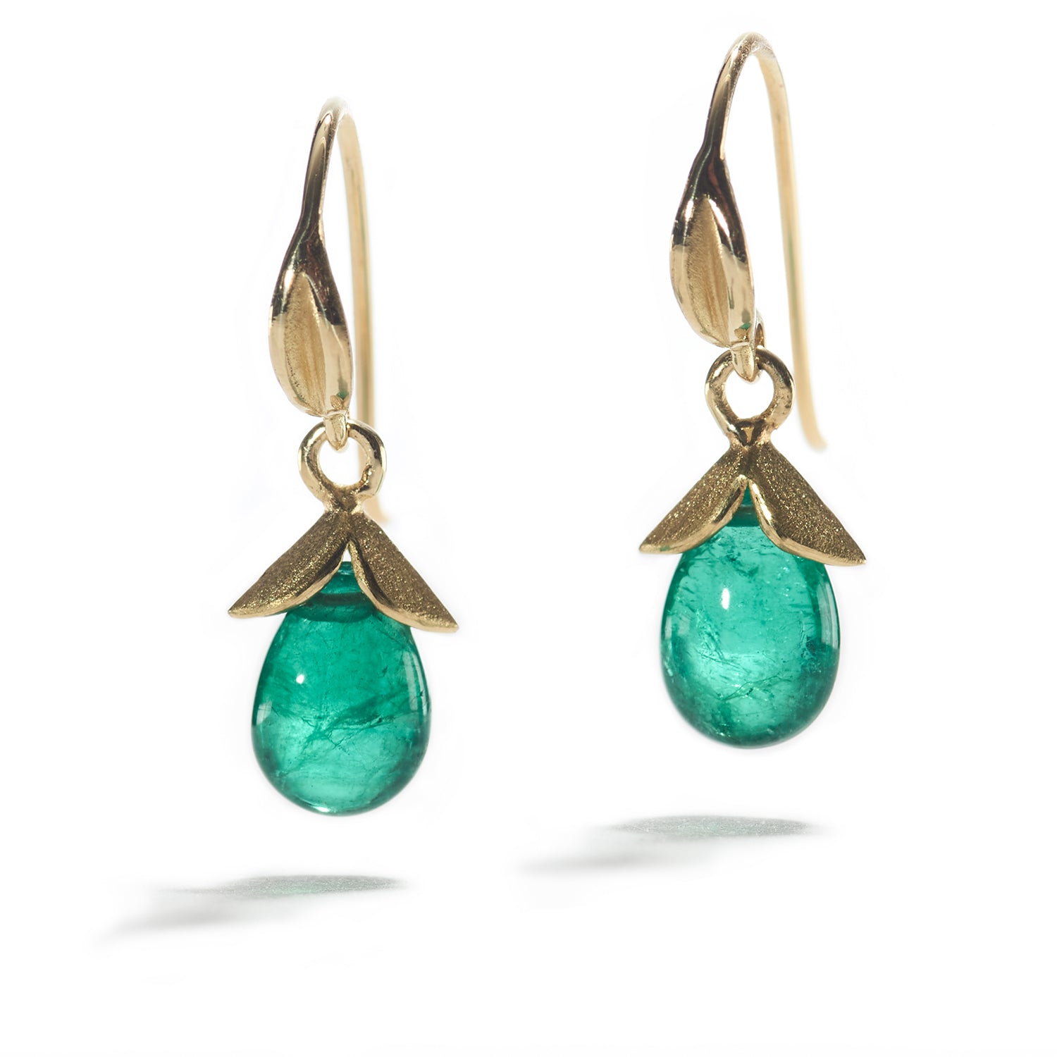 Small Teardrop Emerald Earrings