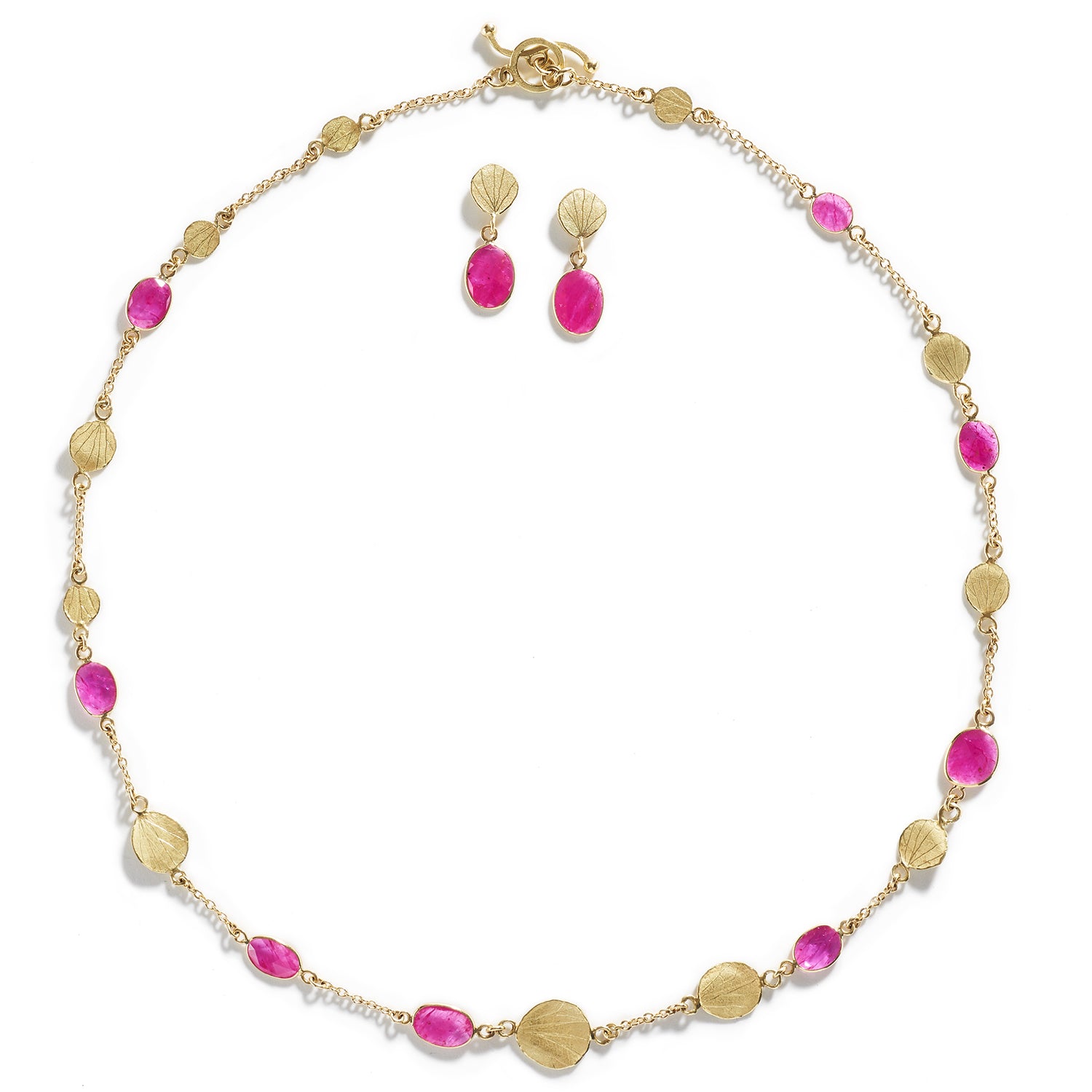 Rose Cut Ruby & Gold Necklace