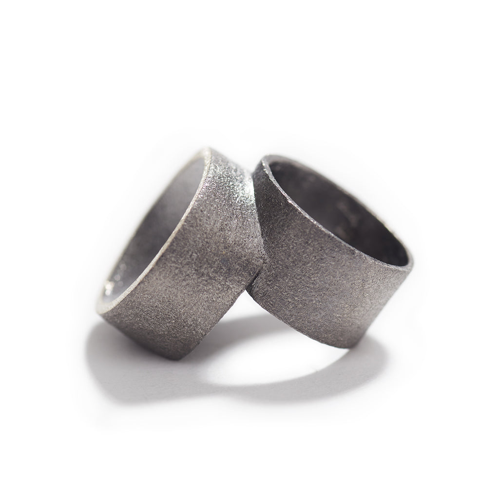 Sterling silver band, wedding band, woodland band, unisex silver ring, –  Artisan Look